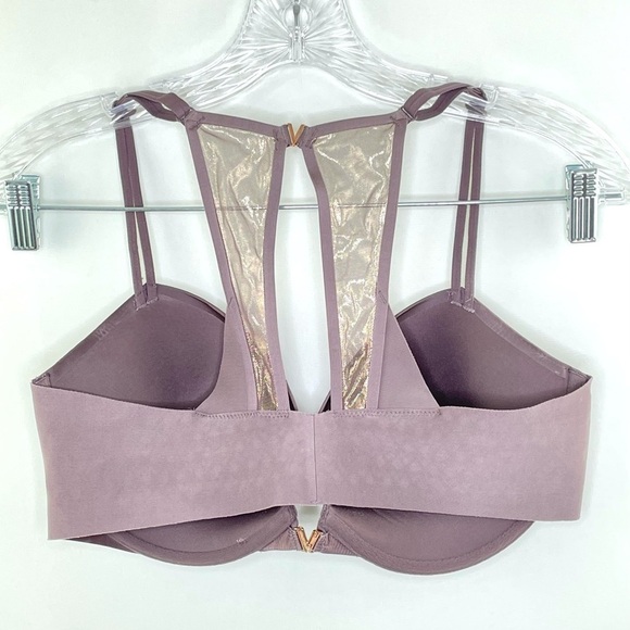 Victoria Secret Mauve Front Closure Push Up Bra Underwire Racerback Bra Sz 36D - Picture 4 of 8